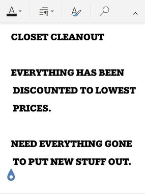 Closet Cleanout Sign - Black Text on White